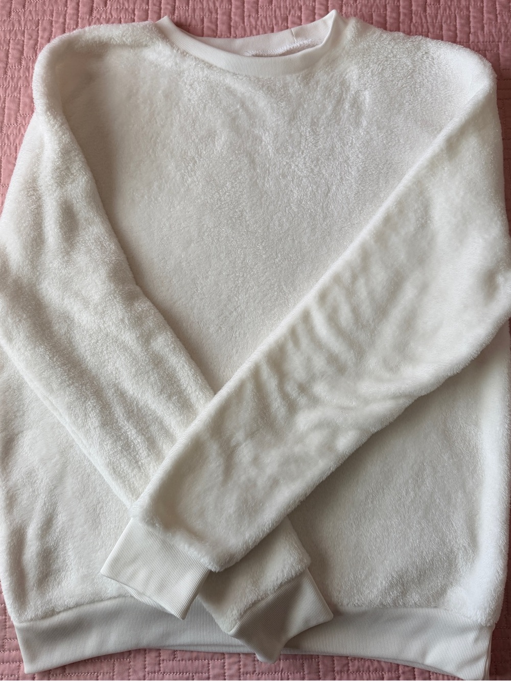 Cozy White Women's Fuzzy Crewneck Sweater